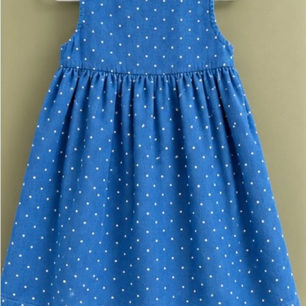 Baby Boden Blue Corduroy Bunny Appliqué Dress with Multicolor Leaves